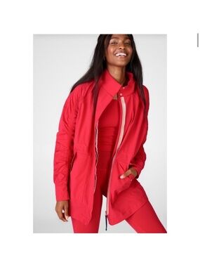 Fabletics Red Windbreaker Rain Gianna Jacket XS